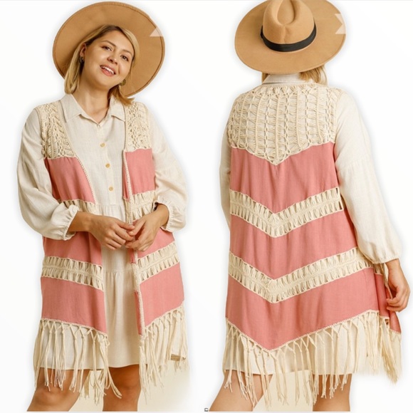 Umgee NWT Boutique Boho Crochet Vest Cardigan - Picture 4 of 14